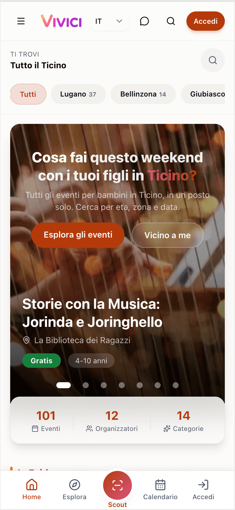 Vivici homepage - eventi per bambini e famiglie in Ticino